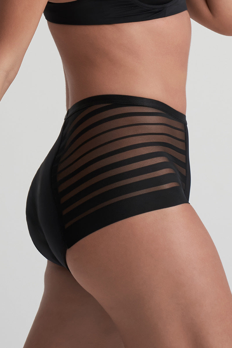 Period High Brief Lace | Black