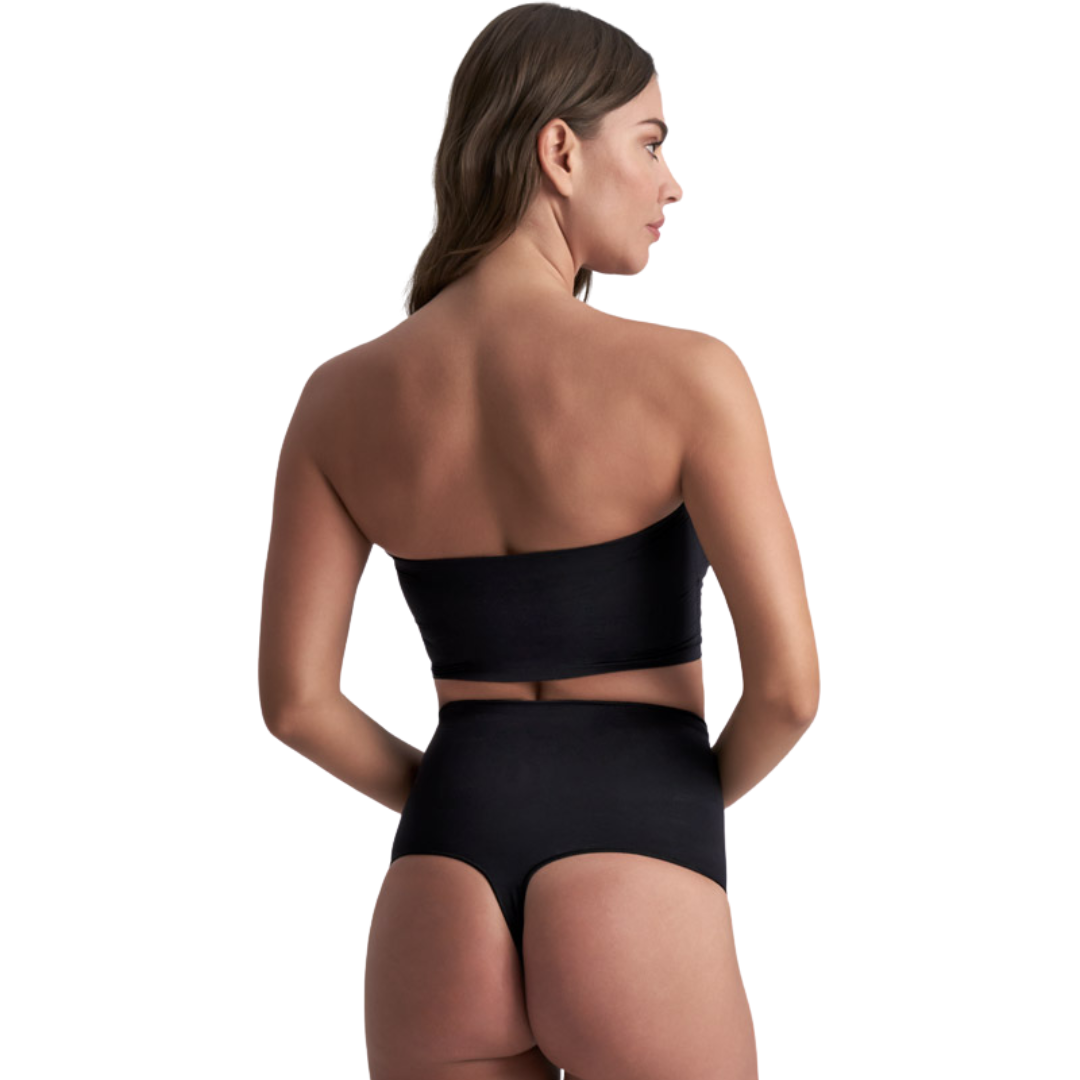 Seamless Soft Touch Mid Waist Thong | Black
