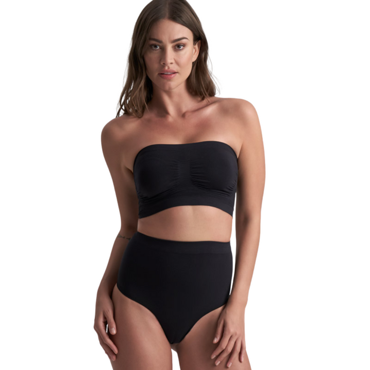 Seamless Soft Touch Mid Waist Thong | Black