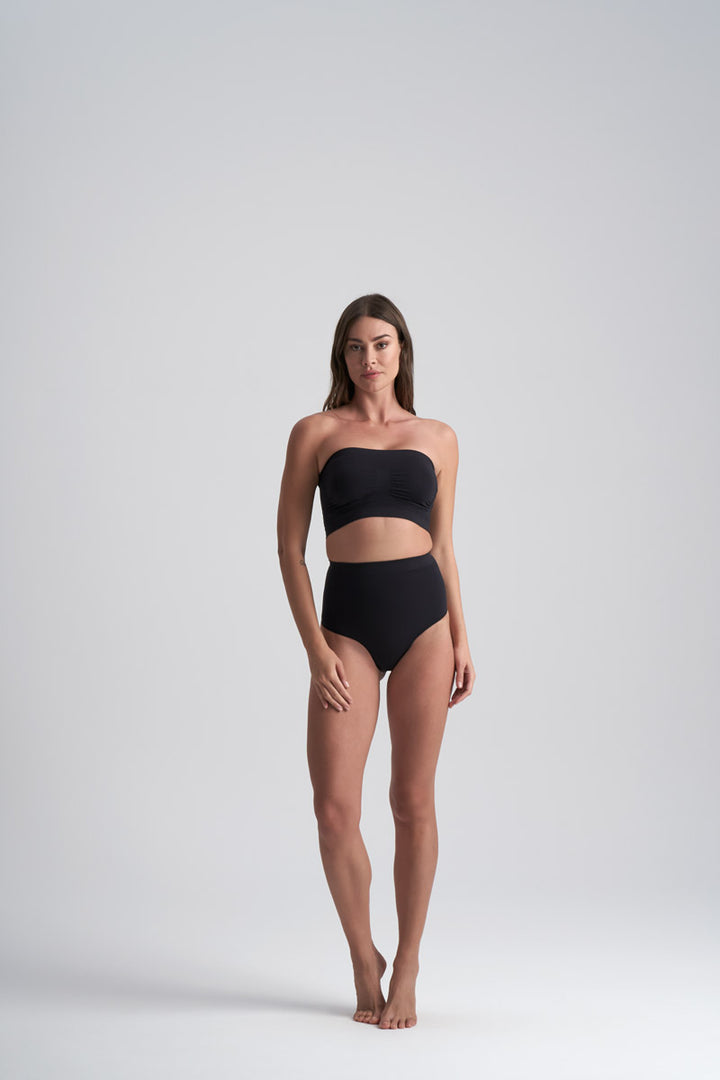 Seamless Soft Touch Mid Waist Thong | Black