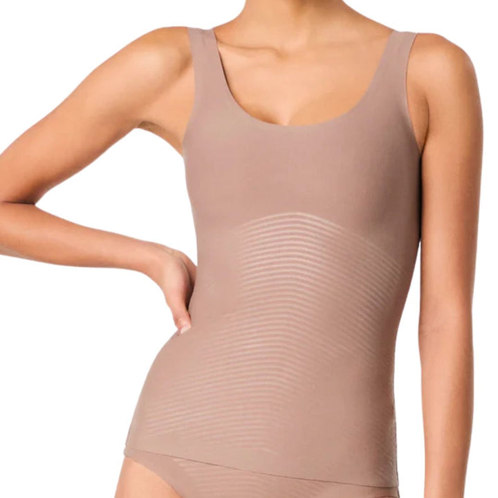 Spanx Supima cotton tank dark nude detail