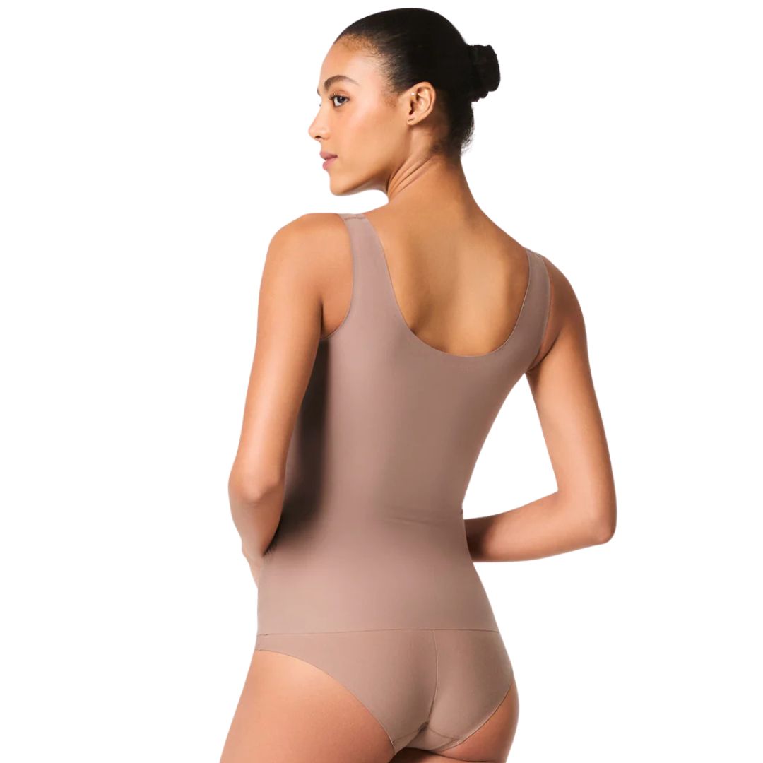 Spanx Supima cotton tank dark nude back