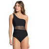 Swimsuit Asymmetrical with Mesh  | Black