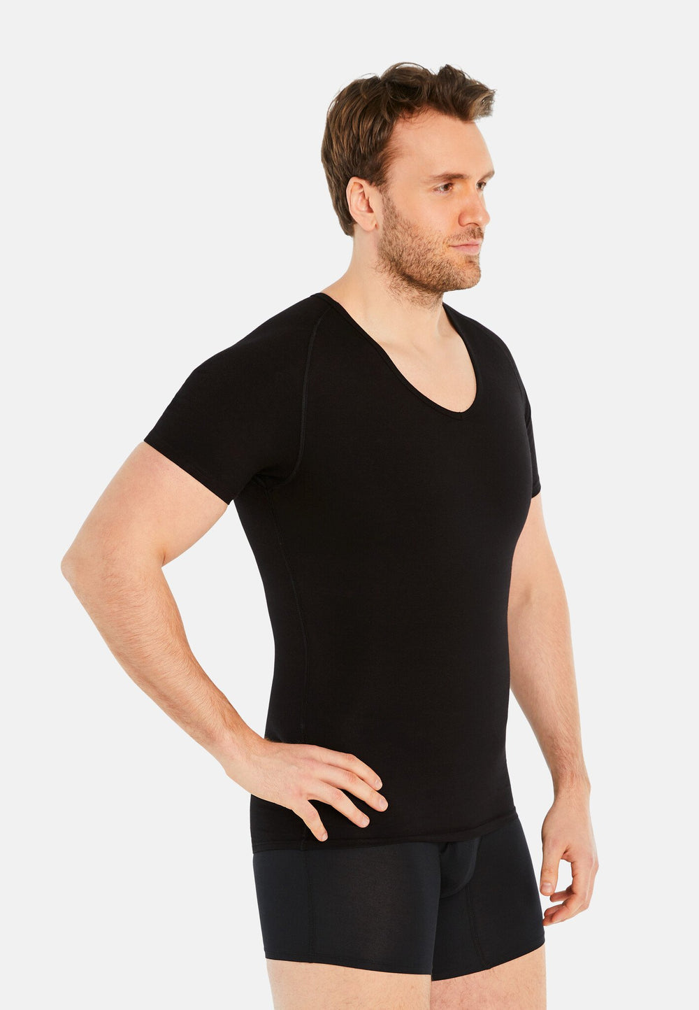 FINN Shapewear Boxershorts voor heren, bodyshaper lijfje met buikweg-effect, figuurvormende onderbroek voor mannen, ondersteunende shaping shorts van katoen voor buik en heupen, zwart, S FINN Shapewear Boxershorts voor heren, bodyshaper lijfje met buikweg-effect, figuurvormende onderbroek voor mannen, ondersteunende shaping shorts van katoen voor buik en heupen, zwart, S