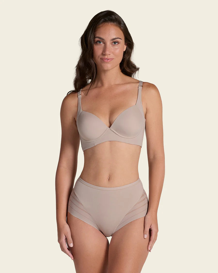 lace stripe shape brief leonisa soft nude